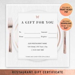 Preeminent Restaurant Gift Certificate Template Free Printable Certificates Ideas Model With Regard To