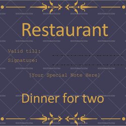 Fantastic Restaurant Gift Certificate Templates Editable Printable Dinner Template Two Word Any For