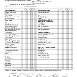 Superior Vehicle Inspection Report Template Templates Resume Sheet Doc
