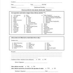Brilliant Free Printable Vehicle Inspection Form Download Report Template Condition Driver Templates Daily