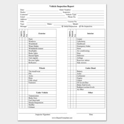 Superb Free Vehicle Inspection Forms Word Form