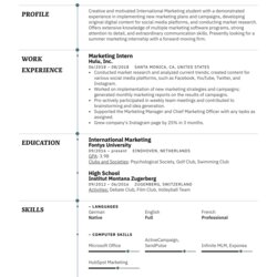Smashing Marketing Intern Resume Example Sample Samples Experienced Writers Specifically Profession Written
