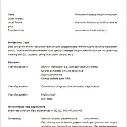 Admirable Internship Resume Template Templates Word School High Examples Format Government Students