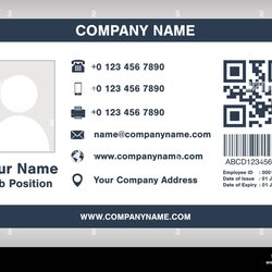Terrific Employee Id Card Design Simple Blue Template Vector