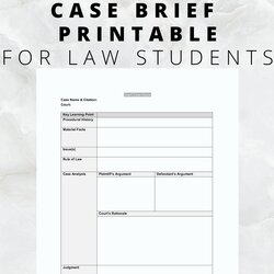 Law School Case Brief Form Printable Editable Instant Downloads And