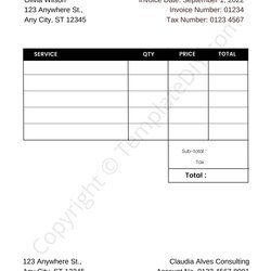 Self Employed Invoice Template Blank In Excel Word