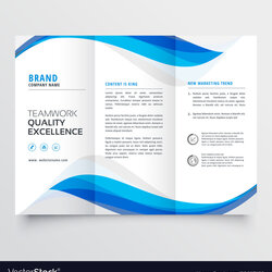 Terrific Three Fold Brochure Template Perfect Ideas Within Regarding Blue Wavy Business Vector