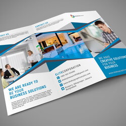 Admirable Fold Brochure Template Blue For Business