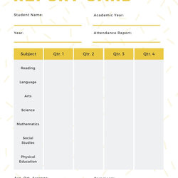 Cool White And Yellow Simple Sprinkled Middle School Report Card For Template