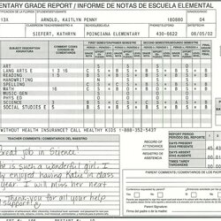 Eminent The Excellent Elementary School Report Card Template Homeschooling