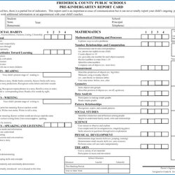 Fine Report Card Sample With Regard To Co Template Middle School