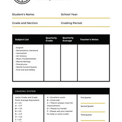 Smashing Middle School Report Card Inside Template