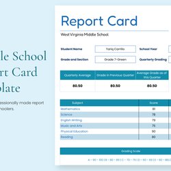 The Highest Standard Middle School Report Card Template Download In Word Google Docs