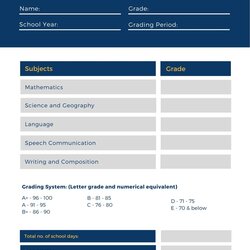 Capital Customize Middle School Report Cards Templates Online Blue And Gold Card