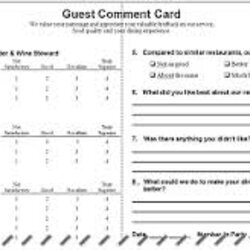 Perfect Restaurant Comment Card Templates Word Excel Formats Template Blank