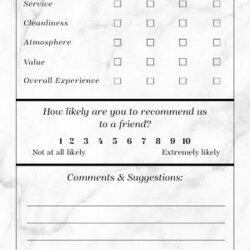 Outstanding Restaurant Comment Card Templates Template
