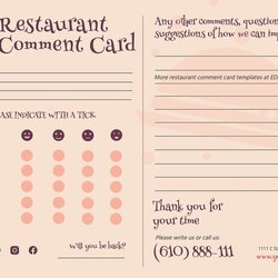 Excellent Customize Free Feedback Card Templates Online Qua Restaurant Comment Cards