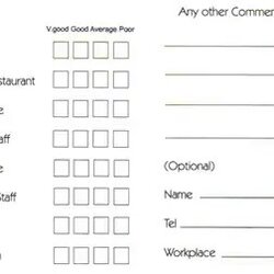Great Restaurant Comment Card Templates Excel Template Cards Customer Service Customers Mislead Feedback