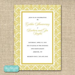 Marvelous Free Anniversary Invitation Wedding Invitations Golden