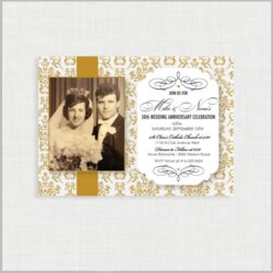 Golden Wedding Anniversary Invitations Templates Invitation Template Featured