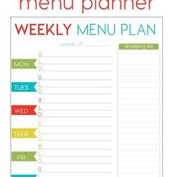 Weekly Dinner Menu Template Free Planner Printable Pin