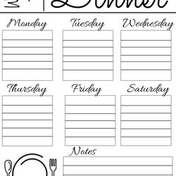 Brilliant Weekly Dinner Menu Template Flyer Letter Ts