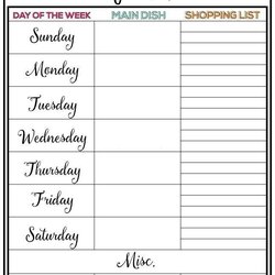 Wizard Weekly Menu Plan Week Meal Planning Printable Dinner Planner Meals Template List Shopping Days Print
