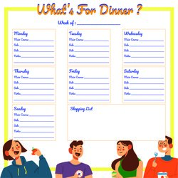 Printable Weekly Dinner Menu Planner Template Templates