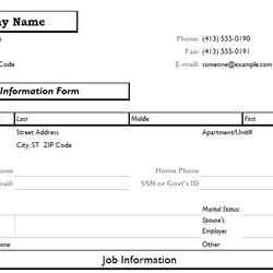 Record Of Employee Information Form Format Word And Excel Template Arrangement Rundown Present Past College