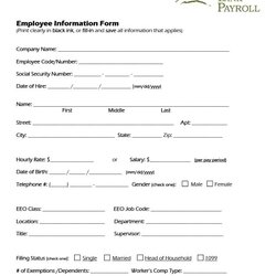 The Highest Standard Employee Information Form Free Download Personnel