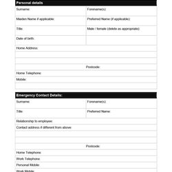 Printable Employee Information Forms Personnel Sheets Form Kb