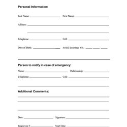 Worthy Employee Information Form Free Download