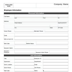 Sublime Employee Information Form Template Sheet