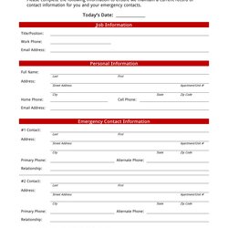 Free Employee Information Forms In Ms Word Form Contact Template