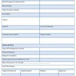 Free Contractor Form Sample Forms Related Posts