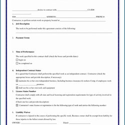 Marvelous Free Printable Simple Contractor Agreement Template Contract Contracts Joint Regard Certificate