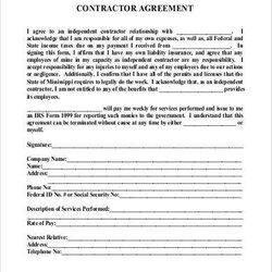 Smashing Free Sample Printable Agreement Forms In Ms Word Contractor General Form Mid Gov