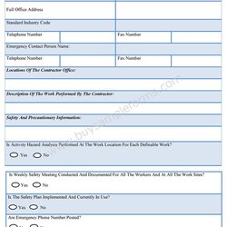 Outstanding General Contractor Safety Form Forms Edit Easy Only