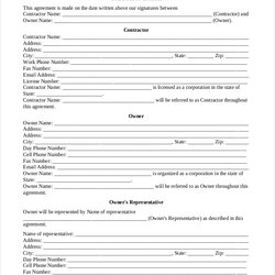 General Contractor Forms Templates Contract Form