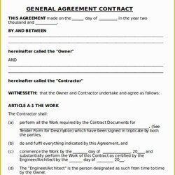 General Contractor Contract Template Free Of Printable Sample Agreement Samples Doc