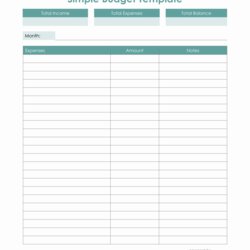 Sublime Simple Budget Template In Word