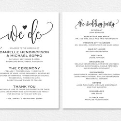 Superior Wedding Program Printable Template Rustic