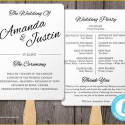 Champion Free Wedding Program Template That Can Printed Of Fan Printable Templates Programs Instant Cursive
