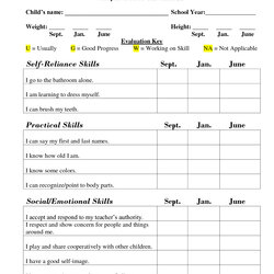 Free Printable Preschool Report Cards Progress Template Daily Reports Card Assessment Forms Kindergarten