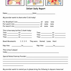 Sterling Daycare Infant Daily Report Template Toddler Sheet