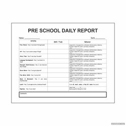 Legit Preschool Daily Report Printable Complete