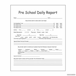 Brilliant Preschool Daily Report Printable Cute