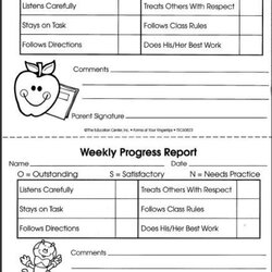 Excellent Preschool Daily Report Template Weekly Reports Progress Printable Student School Classroom Behavior
