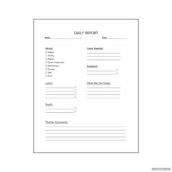 Fine Preschool Daily Report Printable Simple