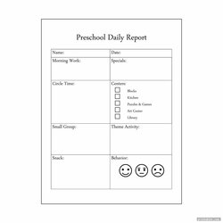 Capital Preschool Daily Report Printable Basic